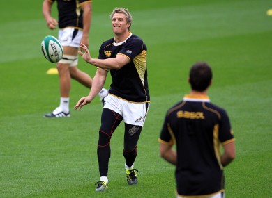 Jean De Villiers is put through his paces at the Aviva Stadium this morning.