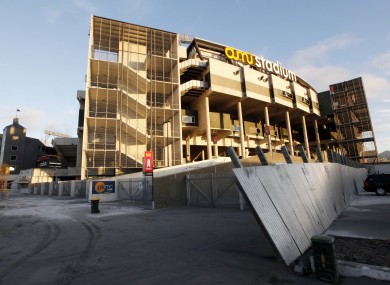 The damaged AMI Stadium in the city.