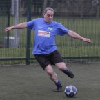 Sinn Fein TD Aengus O Snodaigh shows off his fancy footwork at the same charity football match on Wednesday.