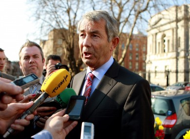 A defiant Michael Lowry, standing at the plinth of Leinster House this evening, refusing to resign his seat as a TD.