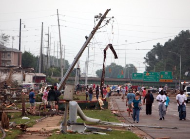 Homes and businesses along McFarland Blvd. are completely destroyed in Tuscaloosa, Alabama on Wednesday.