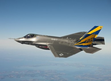 The US Navy jet F-35C, produced by Lockheed Martin.