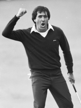 Seve Ballesteros reacts after winning the Open Championship at St. Andrews in 1984.