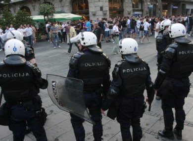 Serbian riot police on the streets of Belgrade on Thursday following Mladic's arrest.