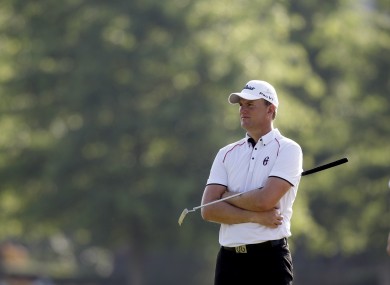 Tournament leader Robert Karlsson waits to putt during yesterday's round at TPC Southwind.