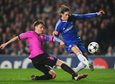 FC Copenhagen's William Kvist (now with VFB Stuttgart) and Chelsea's Fernando Torres battle for the ball during last year's Champions League tie.