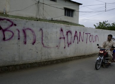 Graffiti on a wall near the bin Laden compound in Abbottabad, Pakistan