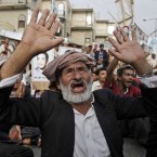 An elderly anti-government protestor in Sanaa, Yemen (AP Photo/Hani Mohammed)