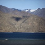 Mountains at Pangong Lake, near the Chinese border in Kashmir, India. (AP Photo/Channi Anand)