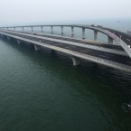 Qingdao Jiaozhou bay bridge in Qingdao, China. The 42km structure is the longest cross-ocean bridge in the world (Zang Lei/ChinaFotoPress)