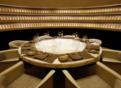 A private dining room is seen at the world's first Armani Hotel in Dubai, United Arab Emirates
