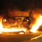 A car burns in Toxteth, Liverpool, last night. (Peter Byrne/PA Wire)