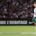 Fly-half Ronan O'Gara sizes up a penalty during Ireland's World Cup warm-up against France at the Stade Chaban-Delmas in Bordeaux on Saturday. Ireland eventually lost the game 19-12.