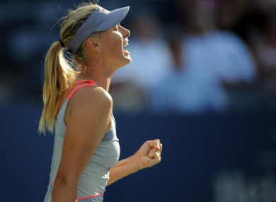 Maria Sharapova in action against Great Britain's Heather Watson yesterday.