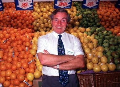 Feargal Quinn poses in a Superquinn supermarket in the early 1990s. Quinn sold the chain, which he founded, in 2005.