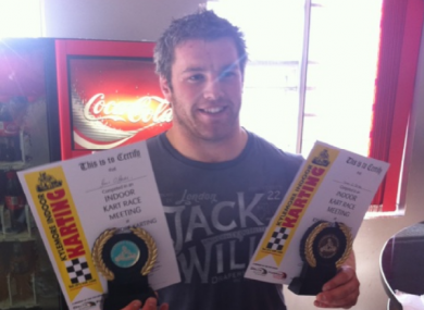 O'Brien with his latest awards, collected after go-karting with Tommy Bowe.