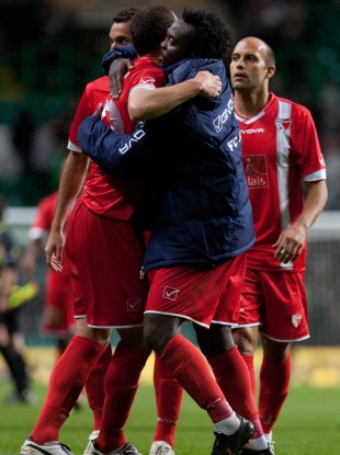 FC Sion players celebrate their result over Celtic