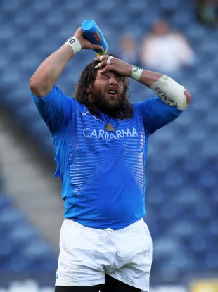 Half-man, half-scrummaging-dynamo: Martin Castrogiovanni takes a shower.