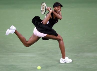 Venus Williams in action against Russia's Vesna Dolonts during day one of the US Open.