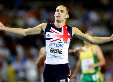 Britain's Dai Greene celebrates winning World Championship gold in the 400m hurdles.