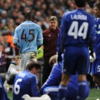 He got Man City eliminated from the Europa League by getting a red card for a karate kick (March 2011):
Favoured Man City were eliminated from the Europa League by Kiev last season.
In the second leg of the clash, Balotelli carelessly flew in to a tackle like a ninja and spiked a Kiev player in the midsection.
City lost 2-1 on aggregate.
