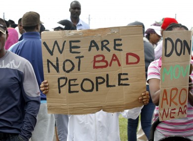 Asylum-seekers protest over conditions at a refugee centre in Ireland last year