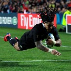 Ma'a Nonu dives over to score during New Zealand's 11-try rout of Japan.
(David Davies/PA Wire/Press Association Images)