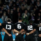 The New Zealand players observe a minute's silence for the victims of the Christchurch and Japan earthquakes.
(David Davies/PA Wire/Press Association Images)