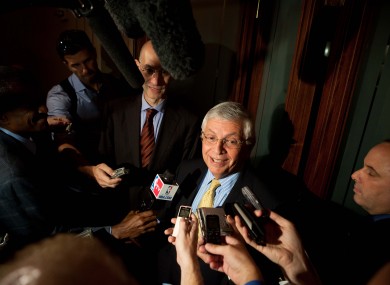 David Stern speaks to the press.