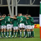Ireland have a team huddle before the game.