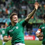 Brian O'Driscoll celebrates after Ireland's win against Italy.
(Lynne Cameron/PA Wire/Press Association Images)