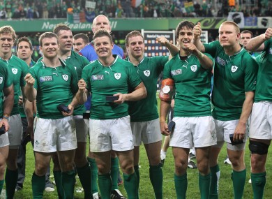 Ireland celebrate their win over Italy.