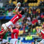 Luke Charteris of Wales claims a line-out.
(Barry Aldworth/Backpagepix)