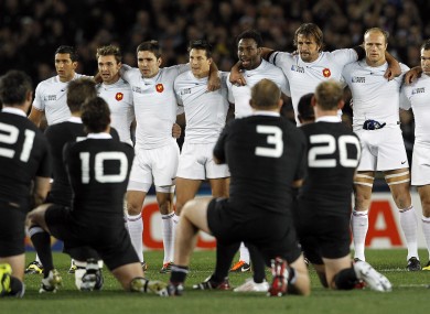 France watch on as New Zealand perform the haka.