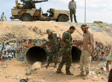 A culvert pipe near Sirte where Gaddafi was reportedly hiding when he was captured