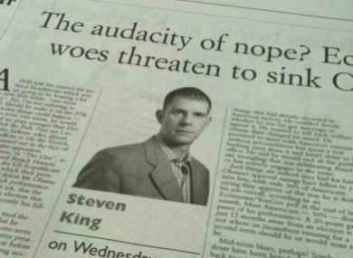 A Steven King column from Wednesday's Irish Examiner is among those alleged to include plagiarised content.
