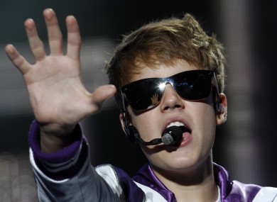 Bieber on stage last month