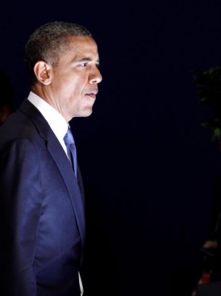 US President Barack Obama leaves a meeting at the G20 Summit in Cannes, France.