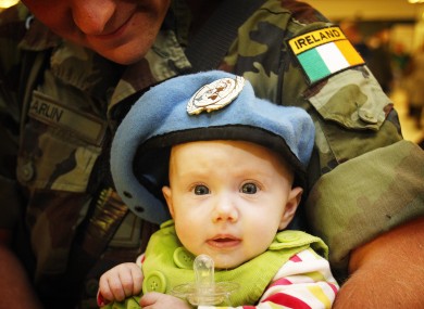 Cpl Derek Carlin with his daughter, Kaylah, at Dublin Airport