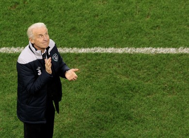 Giovanni Trapattoni pays tribute to the Irish fans after the final whistle this evening.