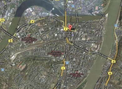 The city of Koblenz lies beside the Rhine river where the WWII era bomb has been discovered