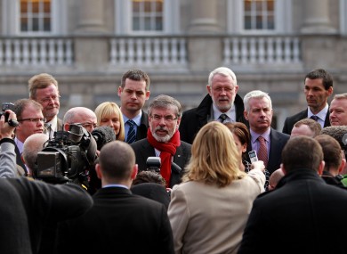 Sinn Féin TDs outside Leinster House (File photo)