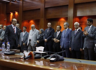 Libya's interim cabinet swears its oath of office last month.