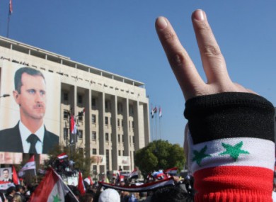 A pro-Assad rally in Damascus on Monday.