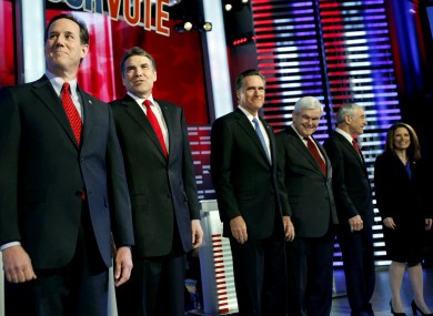 Six of the seven candidates in the running for the Republican nomination for the US presidency. (Not pictured: Jon Huntsman)