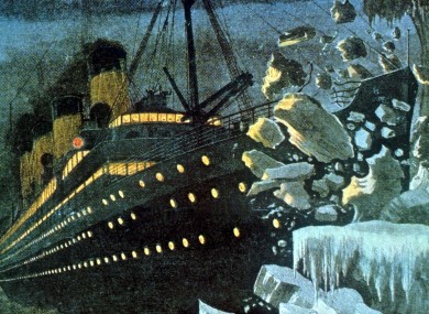 Artist's impression of the Titanic striking the iceberg on 15 April 1912 - the new RTÉ drama doc will focus on the workers below-deck.