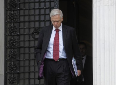 Charles Dallara from the Institute of International Finance leaves after talks with the Greek government yesterday. The talks