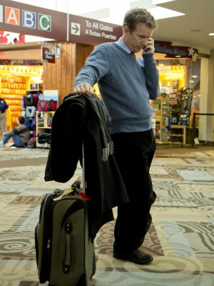 Rand Paul makes a call to book another flight after being stopped at Nashville airport