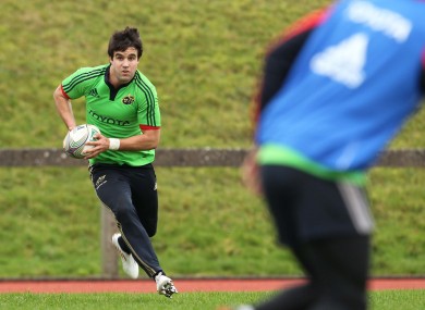 Conor Murray at Munster training this afternoon