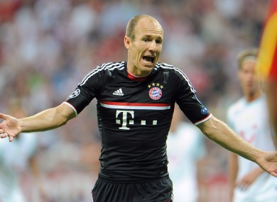 File Photo, Arjen Robben complains during Champions League match against FC Zurich